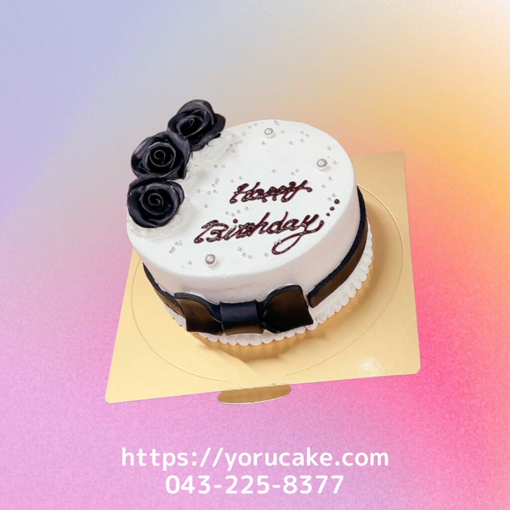 9/6(土)リボン薔薇シンプルケーキ。