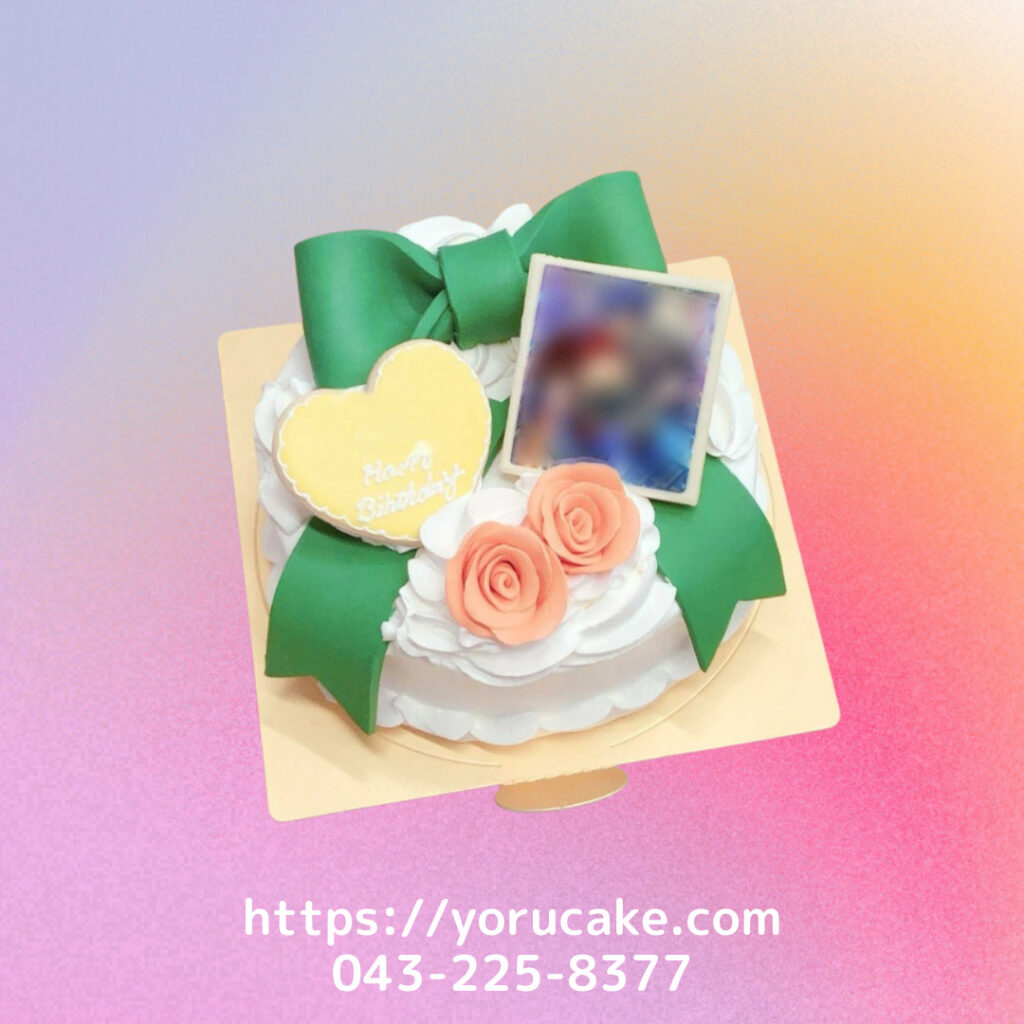 9/10(水)リボン薔薇アイシング写真カラフルケーキ。