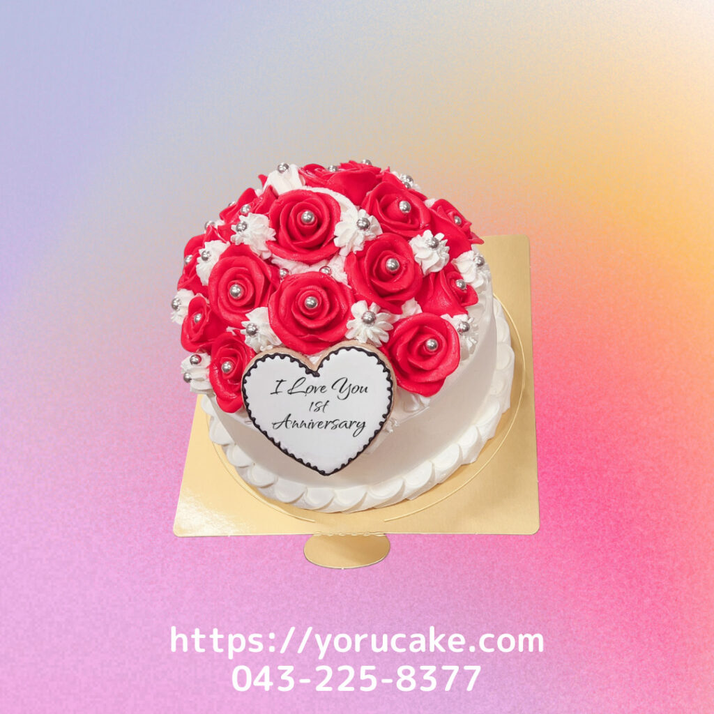 11/21(金)赤い薔薇ブーケフラワーケーキ。