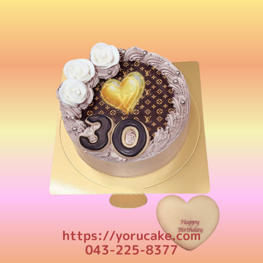 1/19(月)ロゴケーキ白薔薇3個アイシング付き。