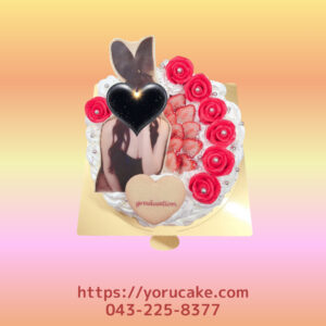 4/5(日)赤薔薇付きプリントケーキ。