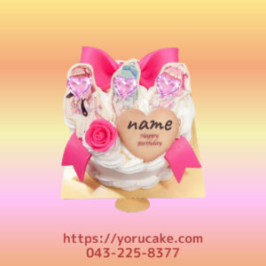 4/6(月)3キャラ付きリボン薔薇ケーキ。