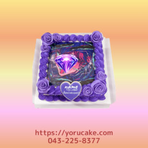 4/14(火)スクエア型全面プリントケーキ色変薔薇付き。